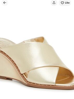 Vince Camuto SAFFTI Metallic Gold Cross-Band Slide 8.5M